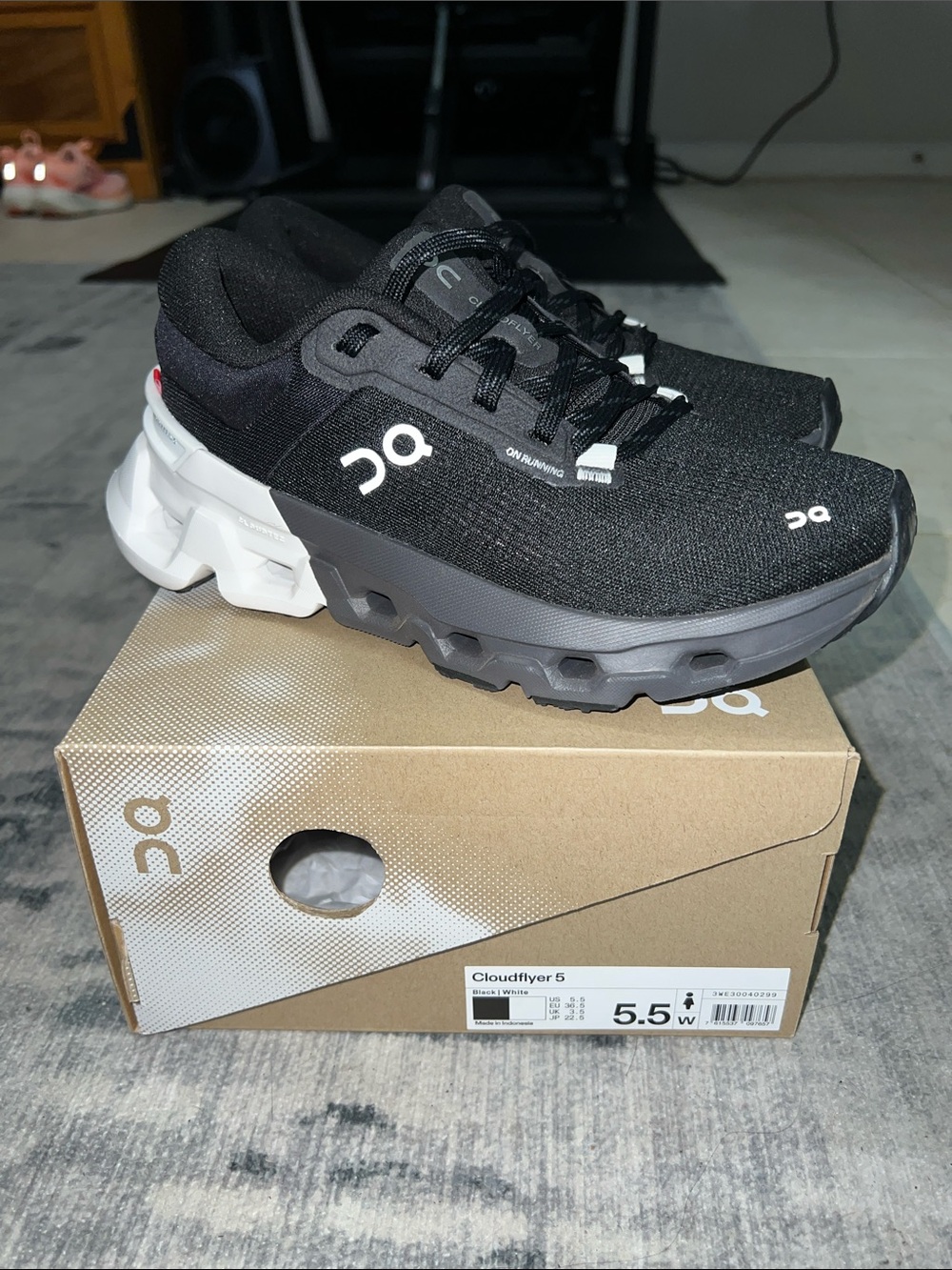 On Running Cloudflyer 5 Sneakers in Black and White